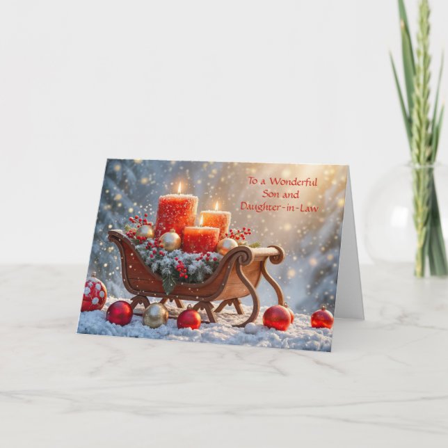 Carte Fils et belle-fille Noël Vacances de Noël  (Devant)