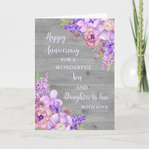 Carte Fils et fille florales en droit Anniversaire Maria