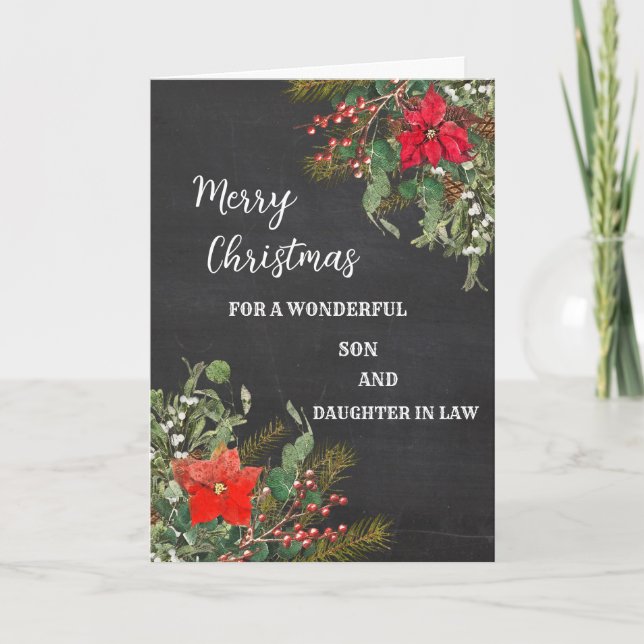Carte Fils et fille rustiques en droit Joyeux Noël (Devant)