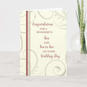 Carte Fils et Fils en droit Jour de mariage Félicitation