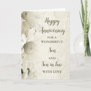 Carte Fils et fils floraux en droit Anniversaire Mariage
