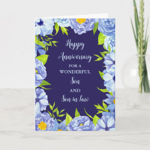 Carte Fils et fils floraux en droit Anniversaire Mariage