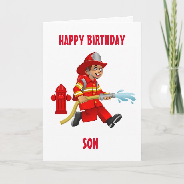 CARTE FILS ET MON FIREMAN PRÉFÉRÉ À L'ANNIVERSAIRE ! (Devant)