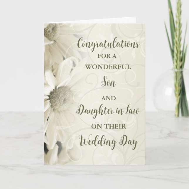 Carte Fils & Fille en droit Jour de mariage Félicitation (Devant)