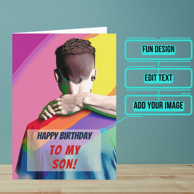 Carte Fils Gay de papa Anniversaire (Wish a very Happy Birth - gay to your favorite human with this LGBTQ+ inspired birthday card. )