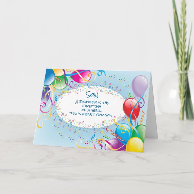 Carte Fils, Joie religieuse Ballons d'anniversaire (Devant)