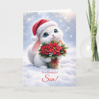 Carte Fils Mignon Noël Joyeuses Fêtes Lapin
