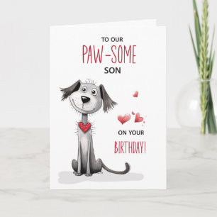 Carte Fils Pawsome Amoureux des chiens Whimsical Anniver