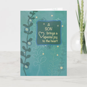 Carte Fils Religieux Anniversaire Vert Main dessinée