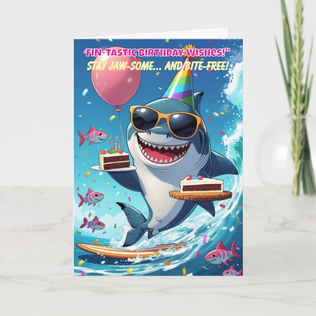 Carte FIN Tastic Funny Shark Hommage d'anniversaire (Devant)