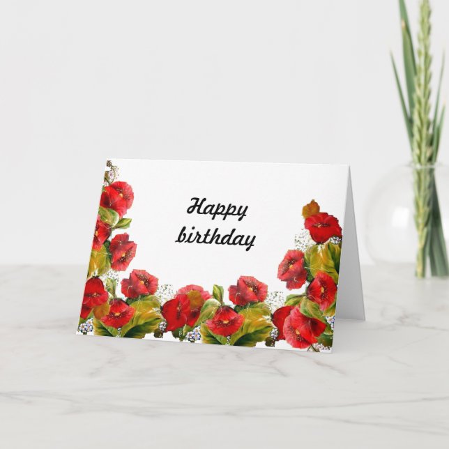 CARTE FINEART BIRTHDAY SCARLET POPPIES (Devant)
