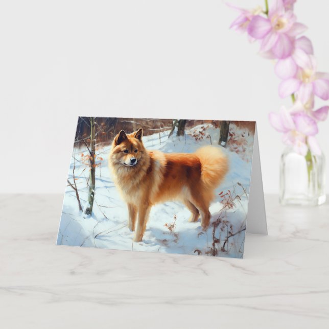 Carte Finnish Spitz Qu'il neige Noël  (Orchidée)