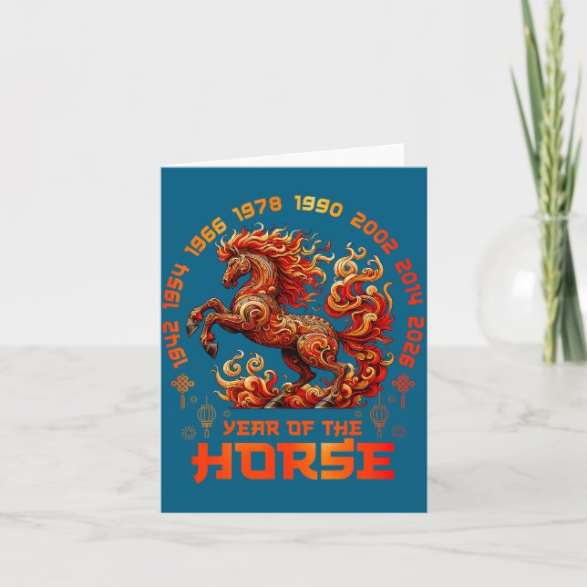 Carte Fire Horse Chinese Zodiac Symbol 2026 Lunar New Ye (Devant)