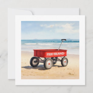 Carte Fire Island Red wagon plage de sable LI New York