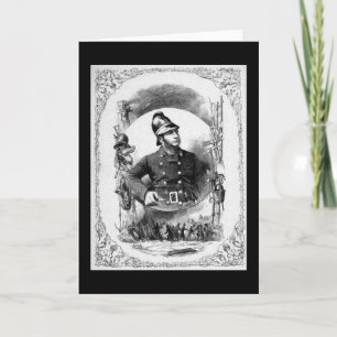 Carte "Fireman/Firefighter" Vintage Illustration.
