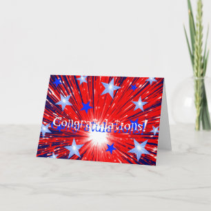 Carte Firework Red White Blue 'Félicitations ! '