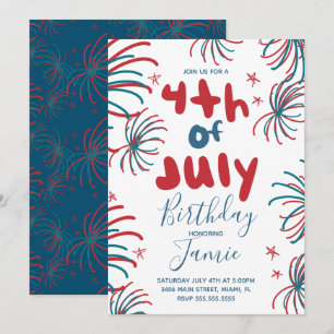 Carte Fireworks 4 juillet Stars BBQ Anniversaire