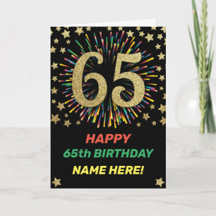 Carte Fireworks 65e anniversaire coloré Rainbow Gold