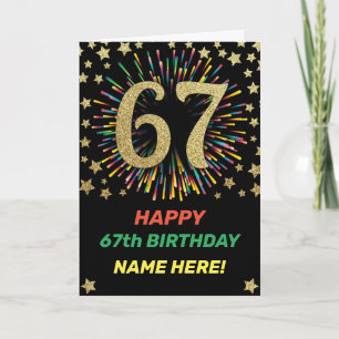 Carte Fireworks 67e anniversaire Arc-en-ciel coloré Gold