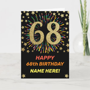 Carte Fireworks 68e anniversaire coloré Rainbow Gold