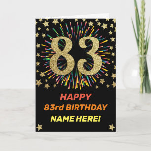 Carte Fireworks 83 Birthday Colorful Rainbow Gold