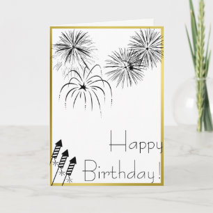 Carte Fireworks Birthday Card - Or, 4 juillet,