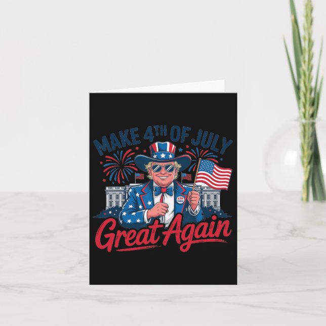 Carte Fireworks Funny Trump Patriotic American Happy 4e (Devant)
