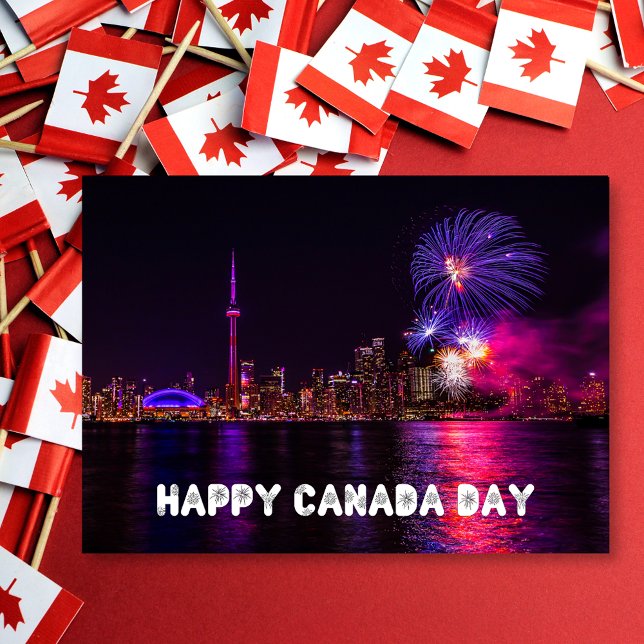 Carte Fireworks Toronto Skyline Bonne fête du Canada (Créateur téléchargé)