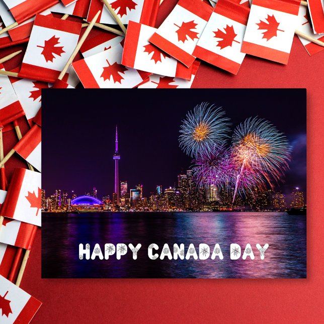 Carte Fireworks Toronto Skyline Bonne fête du Canada (Créateur téléchargé)