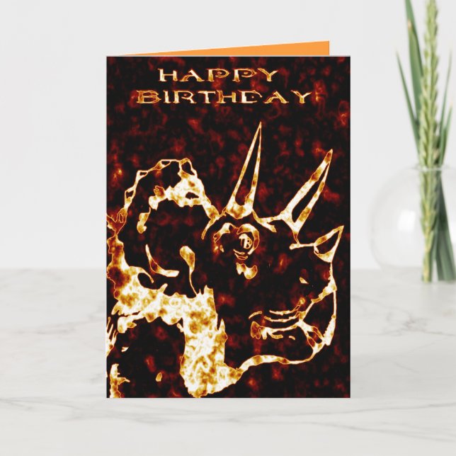 Carte Firey Triceratops Anniversaire (Devant)