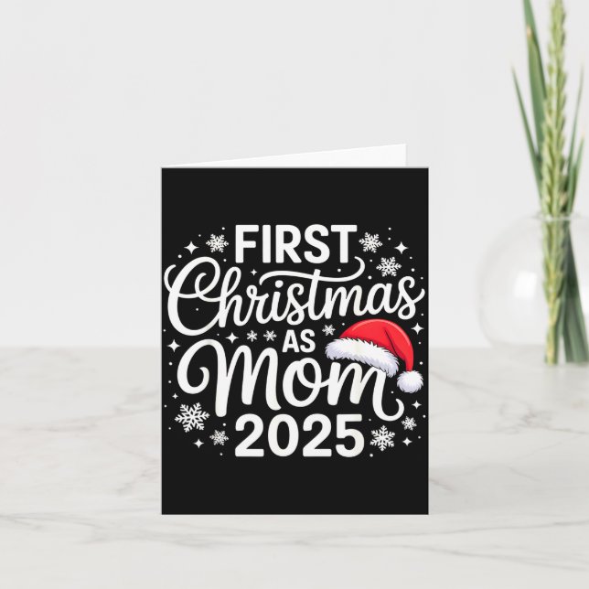 Carte First Christmas As Mom 2025 Snowflake Xmas Family  (Devant)