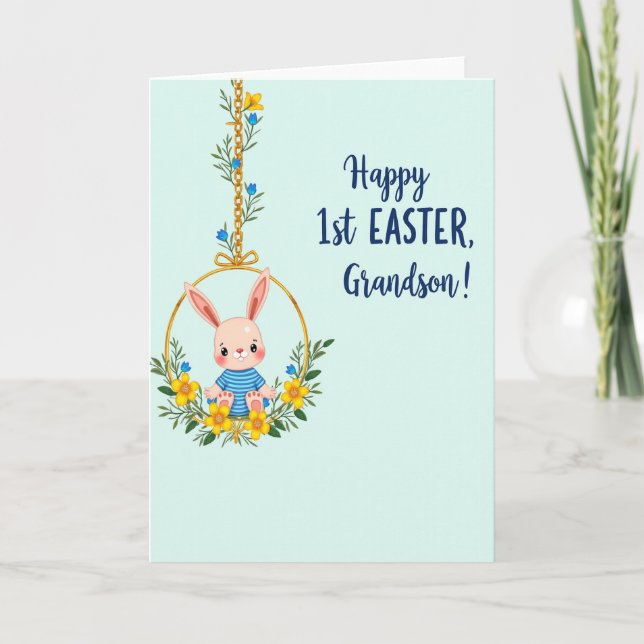 Carte First Easter Grandson Bunny Card (Devant)