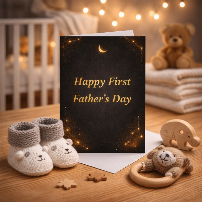 Carte First Father’s Day Elegant Gold Personalized Card  (Créateur téléchargé)