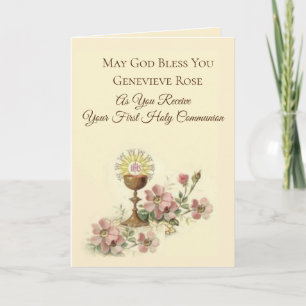Carte First Holy Communion Chalice Host Flowers