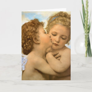 Carte First Kiss (détail d'ange) par Bouguereau