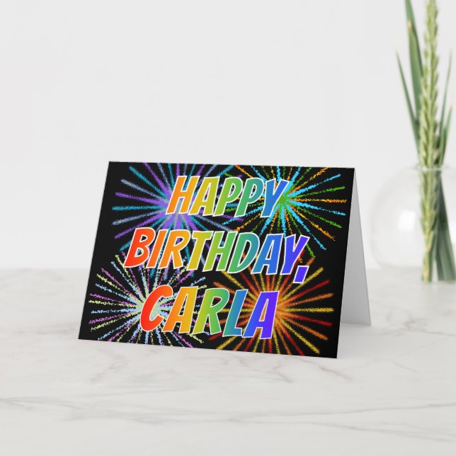 Carte First Name "CARLA" Fun "HAPPY BIRTHDAY" (Devant)