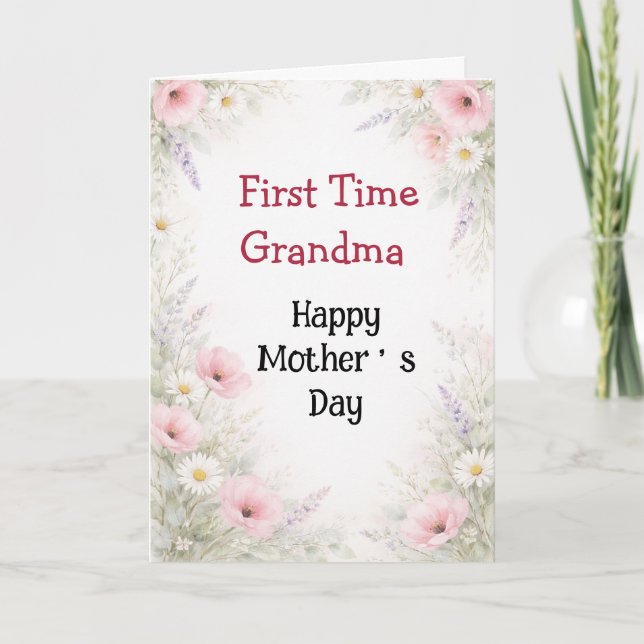 Carte First Time Grandma Mothers Day Elegant Floral (Devant)