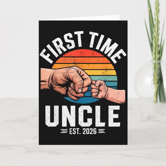Carte First Time Uncle Est 2026 Baby Announcement Great  (Devant)