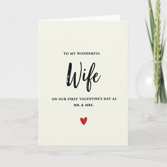 Carte First Valentines Mr And Mrs Wife Card (Devant)