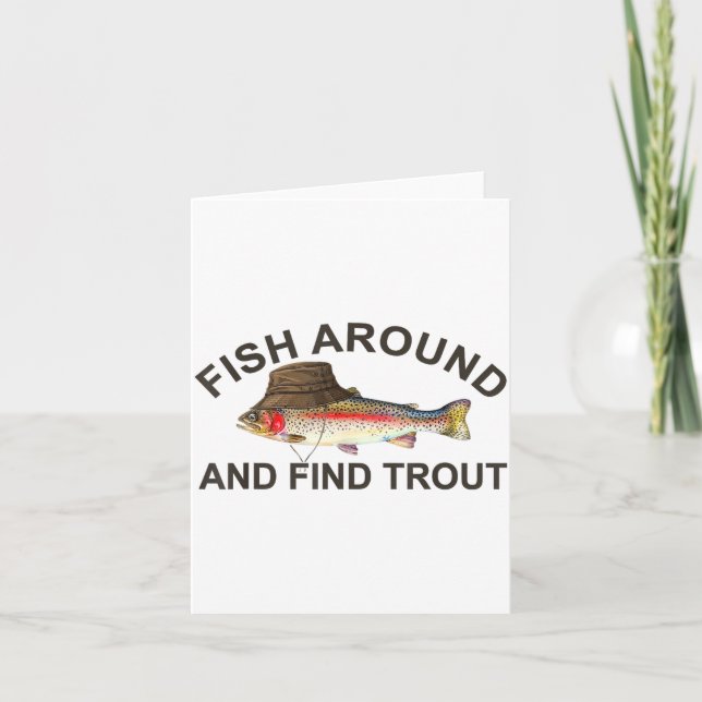 Carte Fish Around Find Trout, Funny Fisherman Fishing Jo (Devant)
