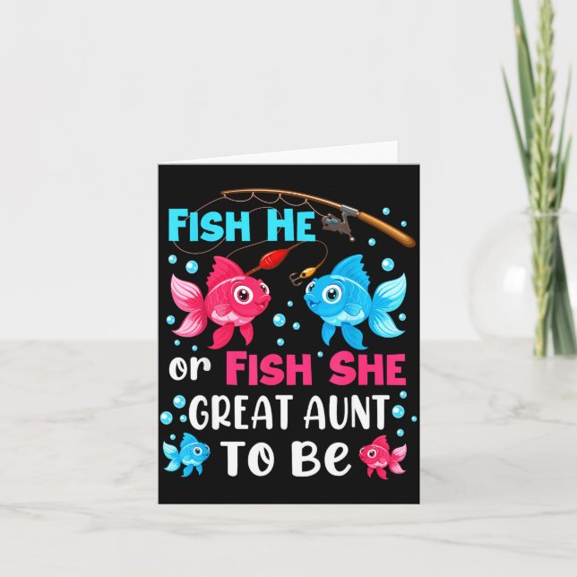 Carte Fish He Or Fish She Gender Reveal Family Great Aun (Devant)
