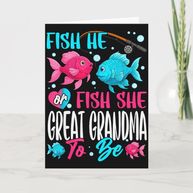 Carte Fish He Or Fish She Gender Reveal Family Great Gra (Devant)