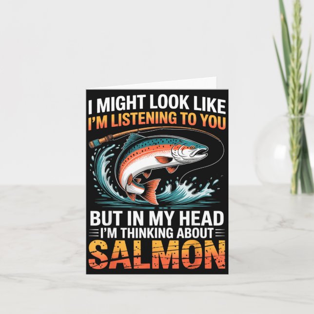 Carte Fisherman Fish Angler Thinking About Salmon Fishin (Devant)