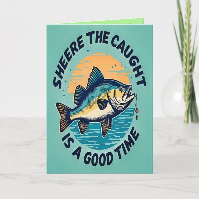 Carte Fishing for Happiness, Folded Greeting Card (Devant)