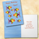 Carte Fishy Fun Kids Personalized Birthday Card<br><div class="desc">Here's a cute child's birthday card, with many multi-colored cartoon fish swimming across a sea of blue. All the text on the front and inside of this card is easily customized to suit your needs and taste. Fun and bright!</div>