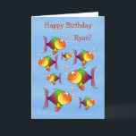 Carte Fishy Fun Kids Personalized Birthday Card<br><div class="desc">Here's a cute child's birthday card,  with many multi-colored cartoon fish swimming across a sea of blue. All the text on the front and inside of this card is easily customized to suit your needs and taste. Fun and bright!</div>