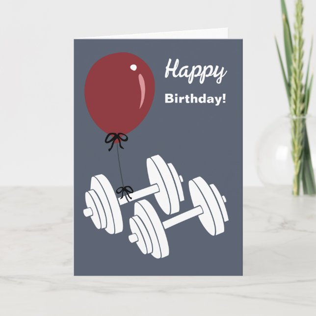 Carte Fitness Studio Dumbbell & Balloon Happy Birthday (Devant)