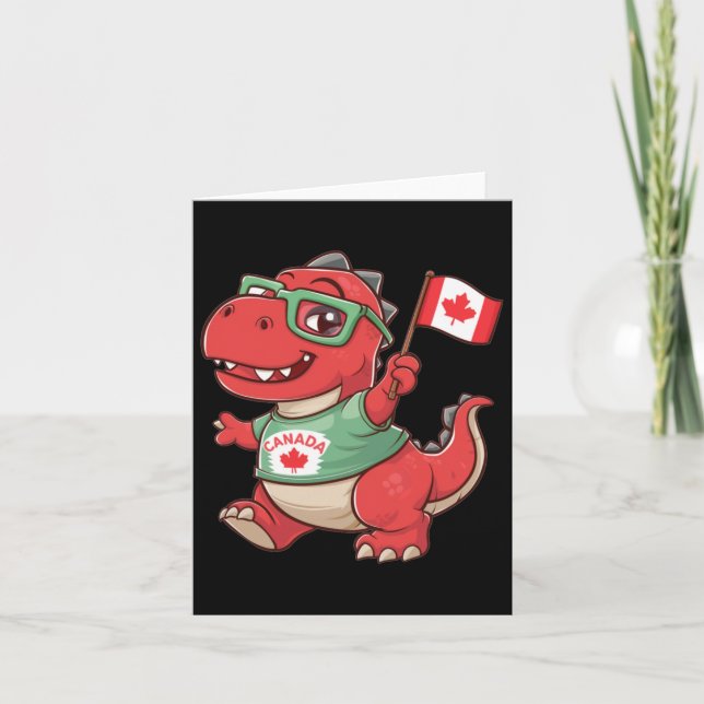 Carte Flag Canada Funny Red Dinosaur Toddler Shirt (Devant)