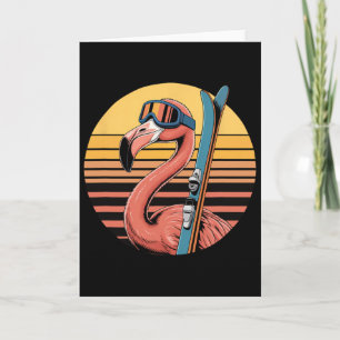 Carte Flamant de ski avec lunettes Retro Sunset Alpine 