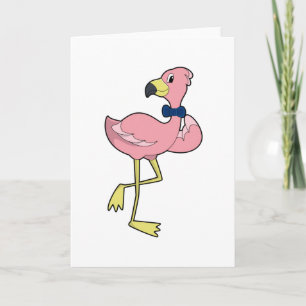 Carte Flamant en gentleman avec cravate